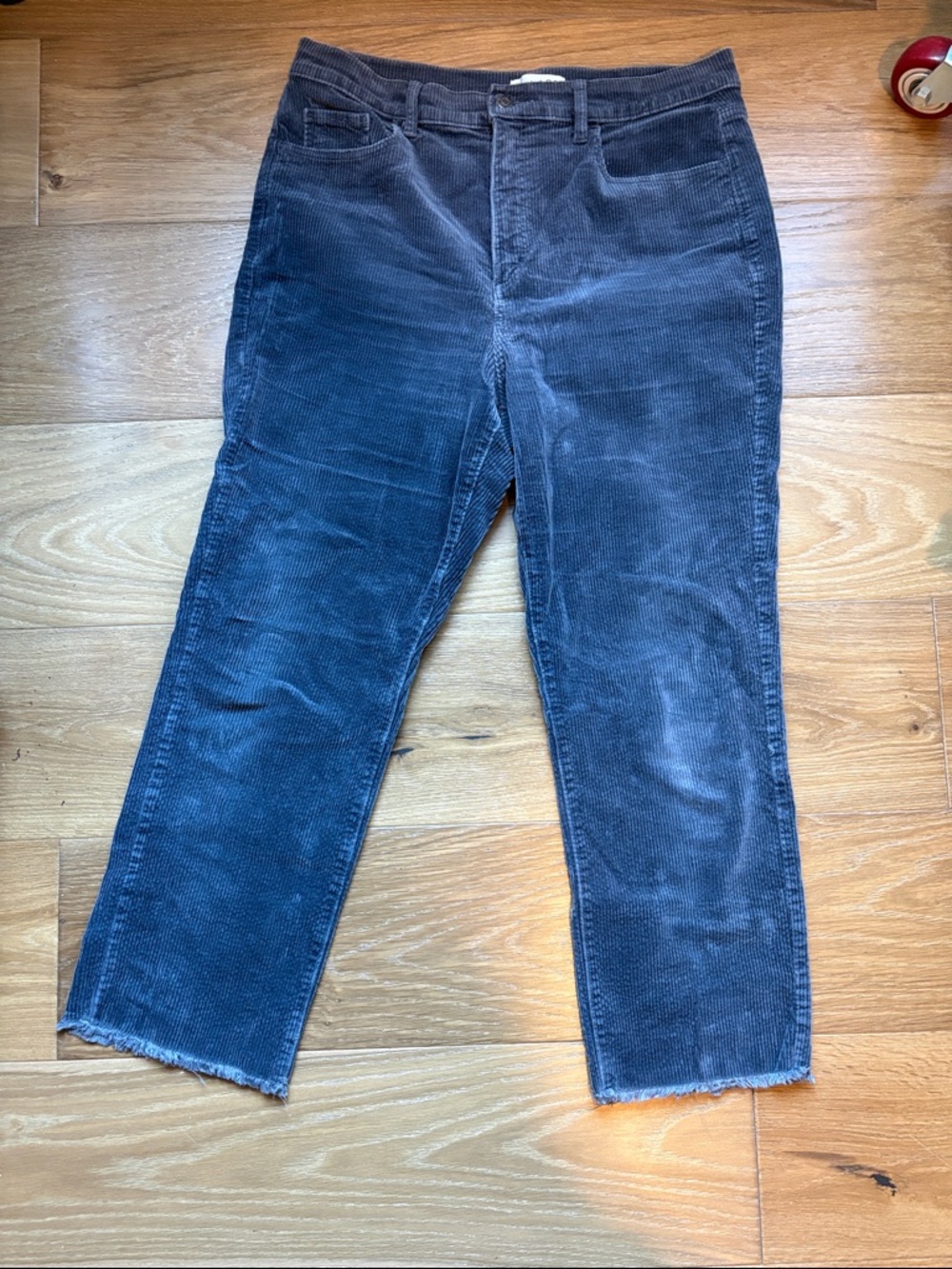 Loft Dark Corduroy Straight Leg Pants Women’s Size 12 Blue/Gray Business Classic